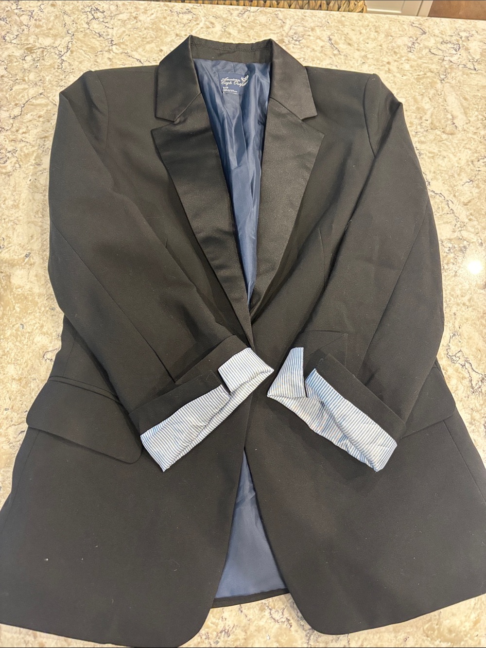 American Eagle Outfitters Black Blazer with Satin Lapel